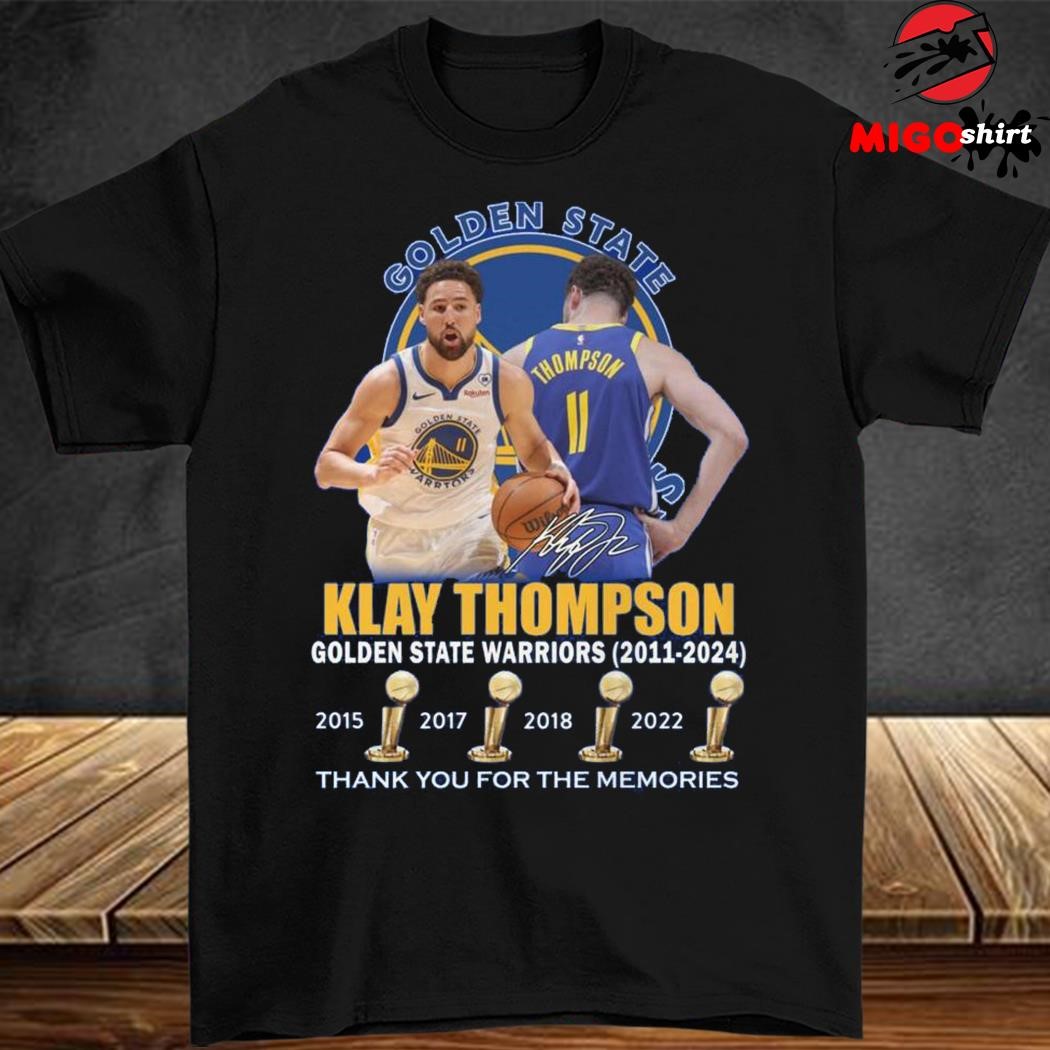 Official Klay Thompson NBA Golden State Warriors 2011 2024 Thank You For The Memories T Shirt hoodie sweater long sleeve and tank top