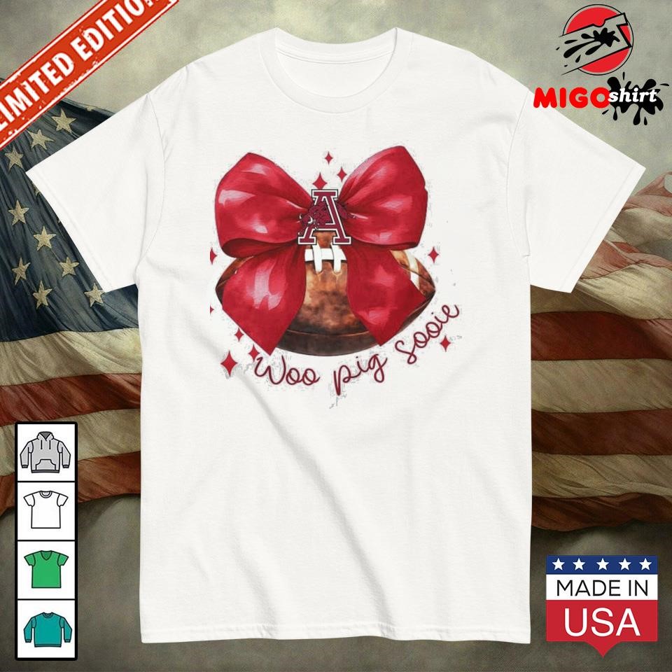 Official Arkansas Razorbacks Football Woo Pig Sooie For Bow Girl T-Shirt