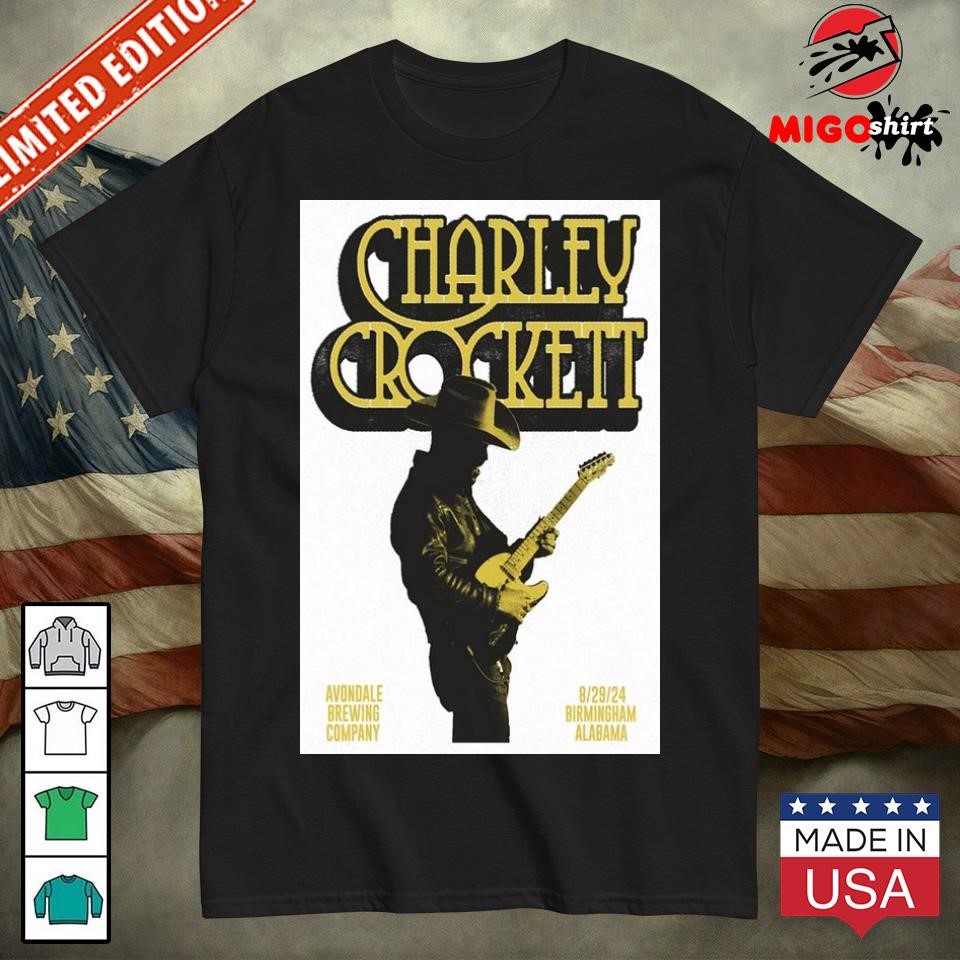 Official Charley Crockett August 29 2024 Avondale Brewing Co Birmingham AL Poster Artist shirt