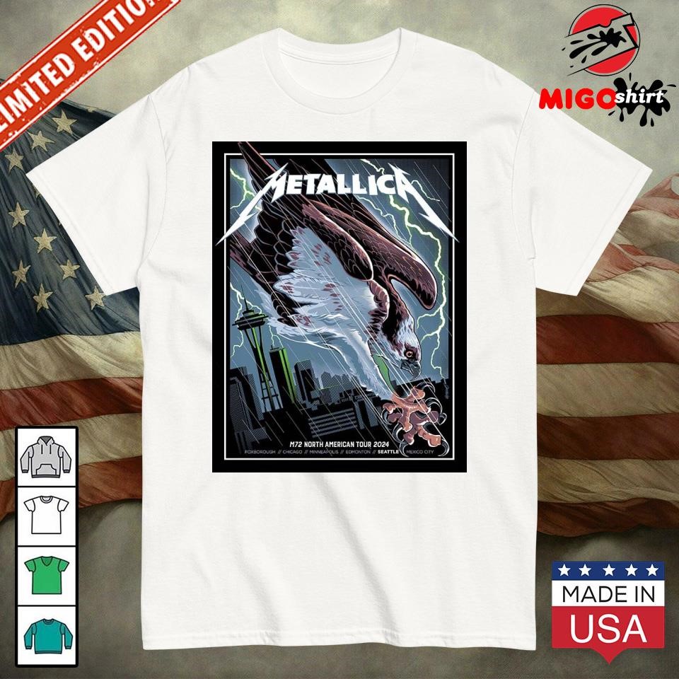 Official Metallica Bald Eagle Artwork In WA US At Lumen Field On August 30 And September 1 M72 North American Tour 2024 shirt