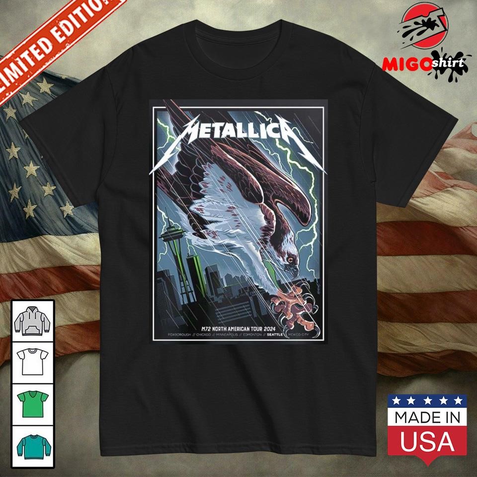 Official Metallica M72 North American Tour 2024 Poster For Seattle WA US At Lumen Field August 30 And September 1th 202 shirt