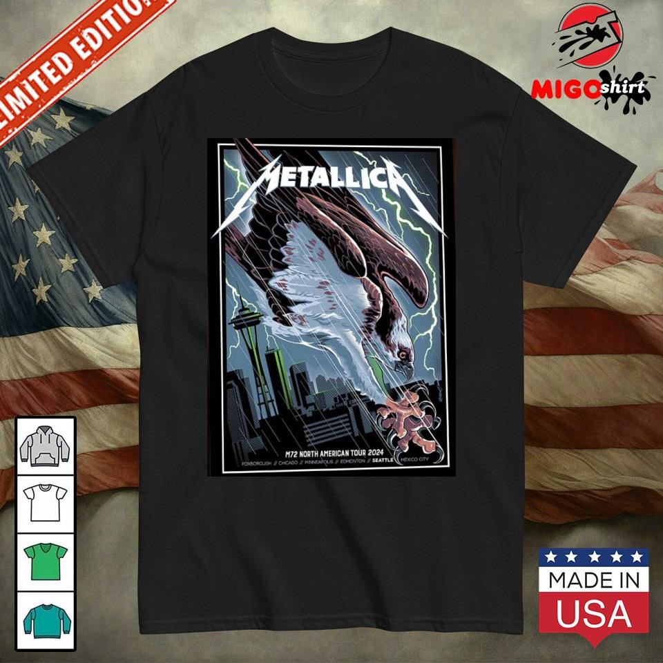 Official Metallica M72 North American Tour 2024 Poster For Seattle WA US At Lumen Field August 30 And September 1th 2024 shirt