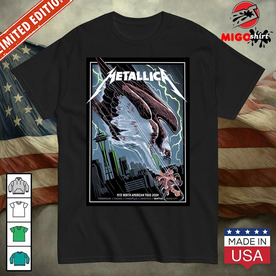 Official Metallica M72 World Tour North America Seattle Washington 2024 At Lumen Field On August 30 And September 1, 2024 Poster Shirt