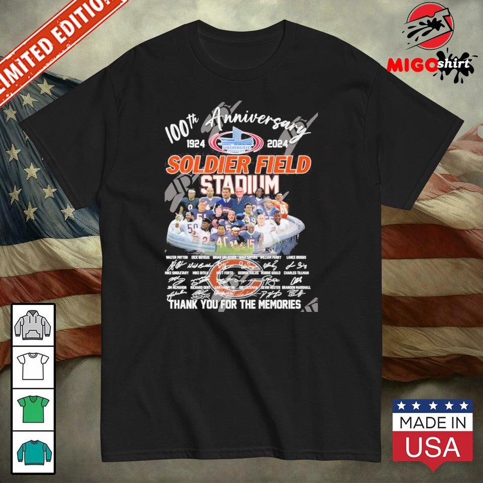 100th Anniversary 1924-2024 Soldier Field Stadium Thank You For The Memories T-Shirt