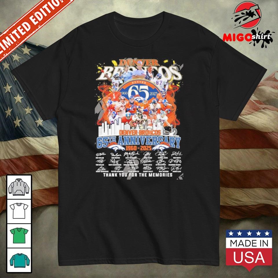 Denver Broncos 65th Anniversary 1960 – 2025 Thank You For The Memories T-Shirt