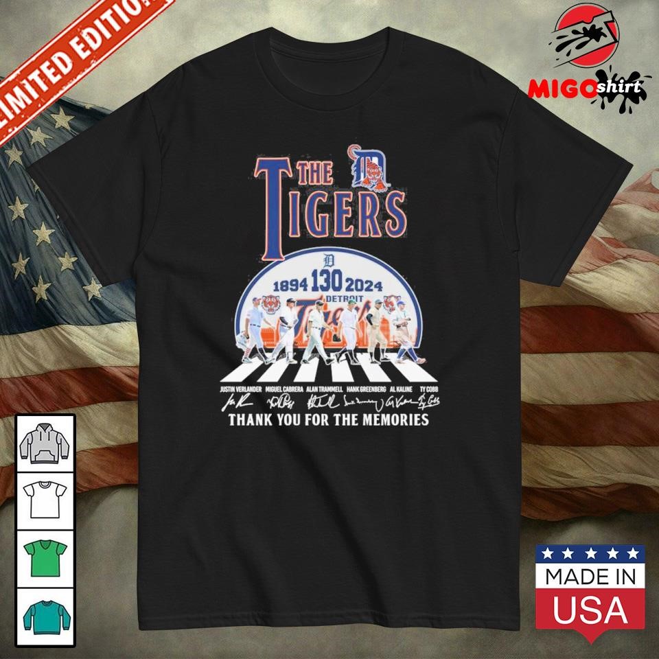 Detroit Tigers 1894-2024 The Tigers 130 Years Thank You For The Memories T-Shirt