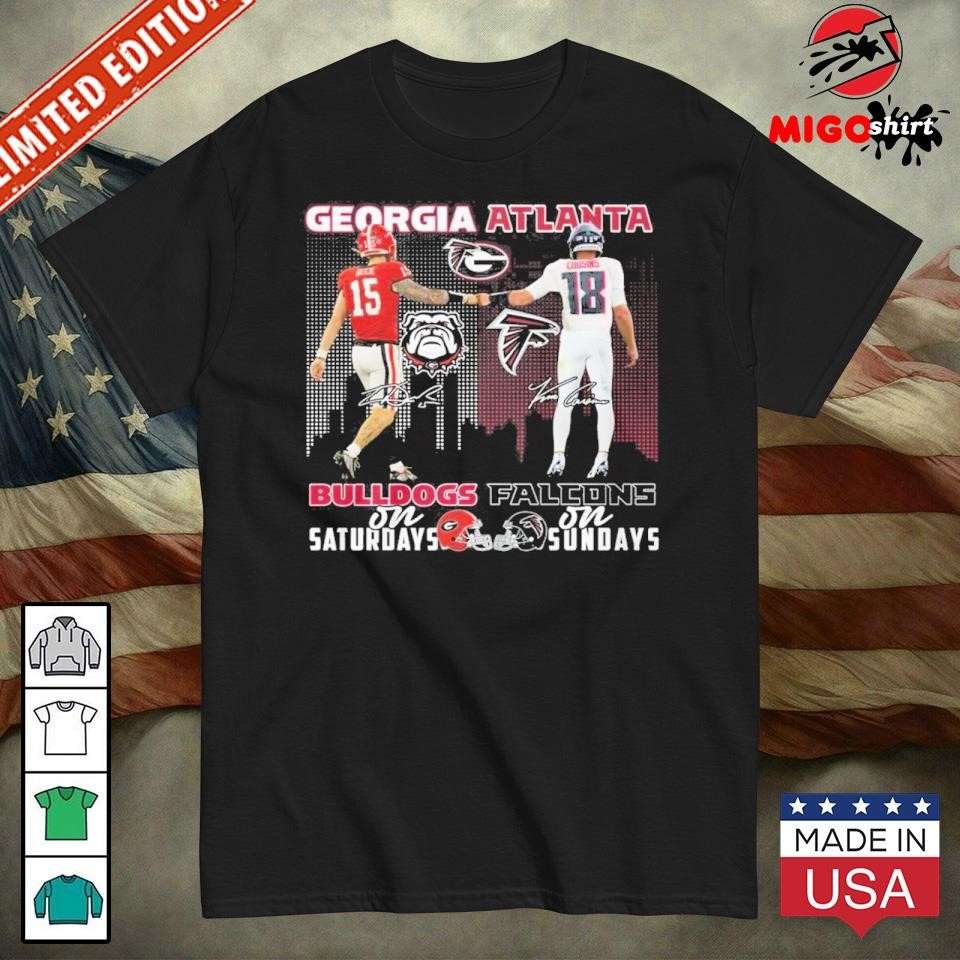 Georgia Bulldogs On Saturdays Atlanta Falcons On Sundays 2024 T-Shirt